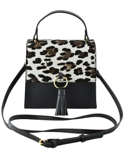 Fashion Ring Tassel Flap Crossbody Satchel Bag PB704 LEOPARD